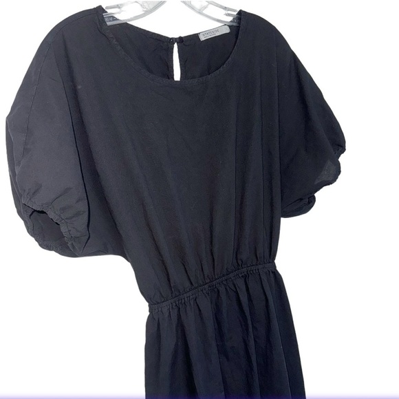 Stateside Black Summer Midi Dress Puff Sleeve Sz Large Coastal Beachy - Picture 8 of 13